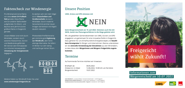 Kurz informiert: unser Flyer zur Windkraft-Debatte